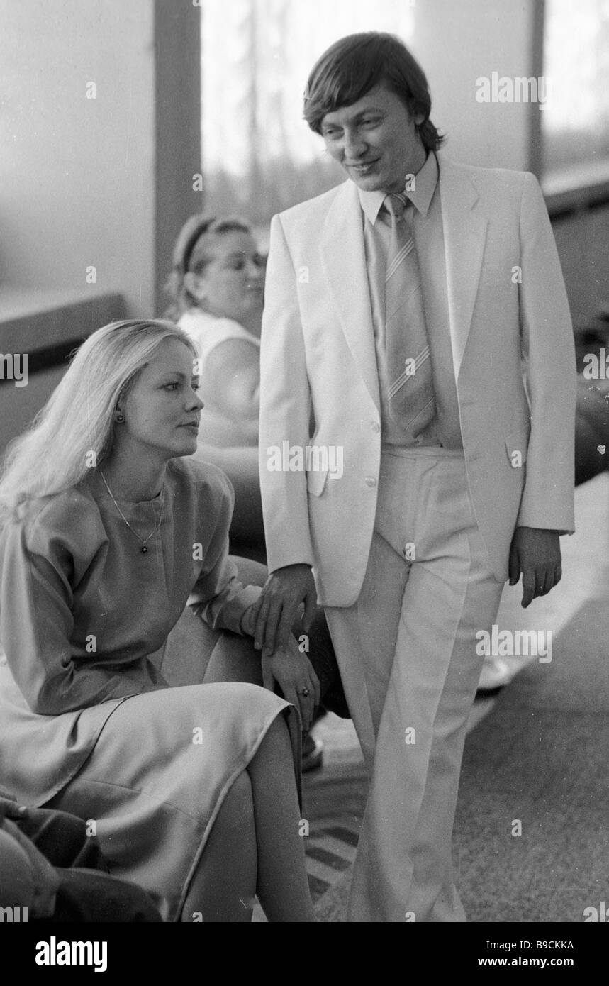 Former world chess champion Anatoly Karpov and his bride Natalia Bulanova  before registering their marriage Stock Photo - Alamy