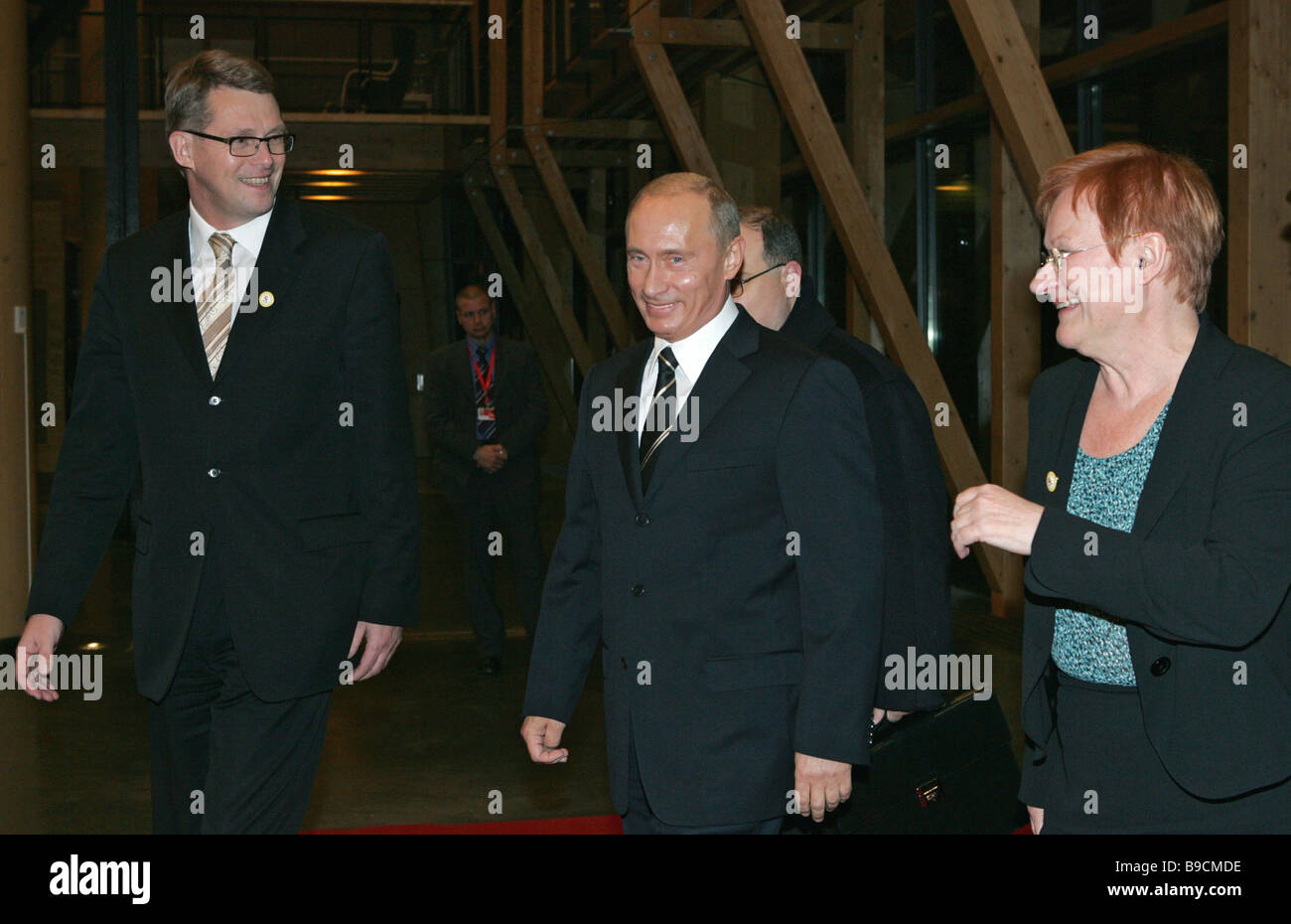 Left to right Matti Vanhanen Prime Minister of Finland and Presidents