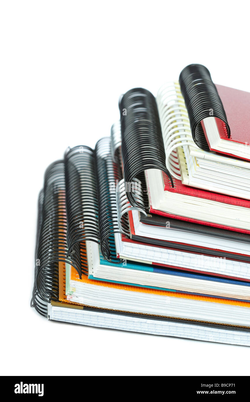 Some notebooks with soft shadow on white background Shallow depth of ...