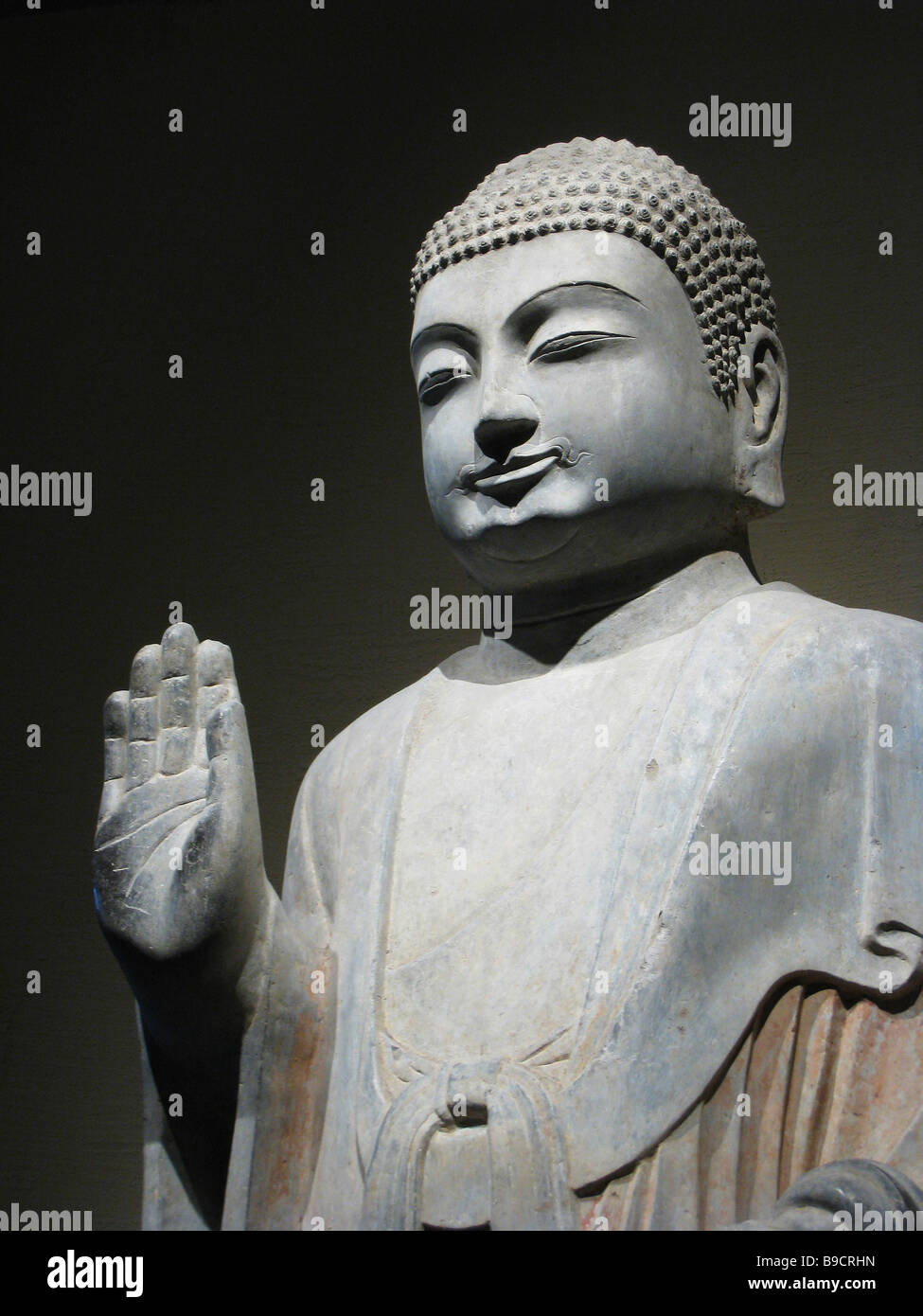 Close-up of carved Buddha face, Xi'an Stock Photo