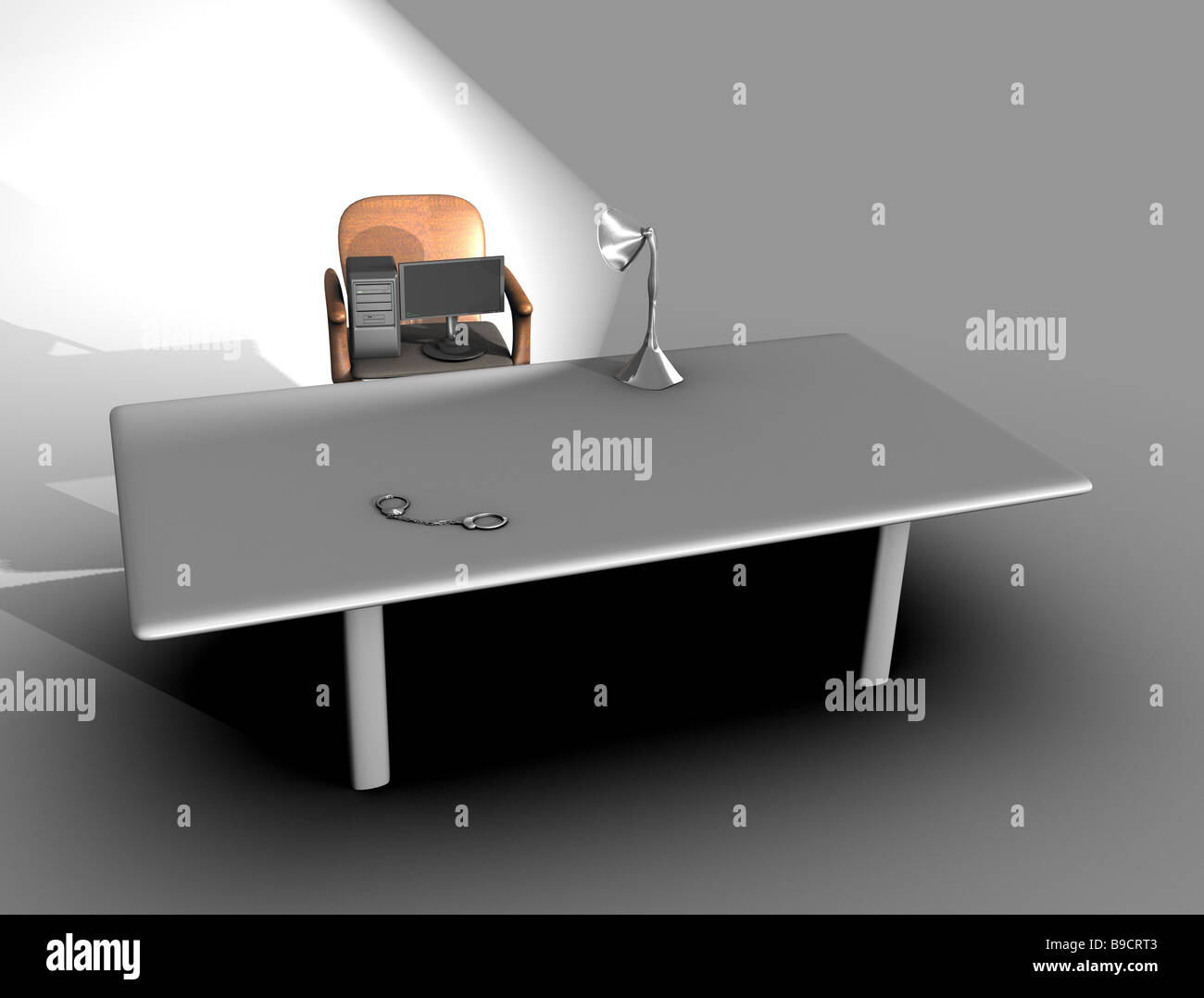 Concept for computer Forensics or Analysis. Computer set on a chair
