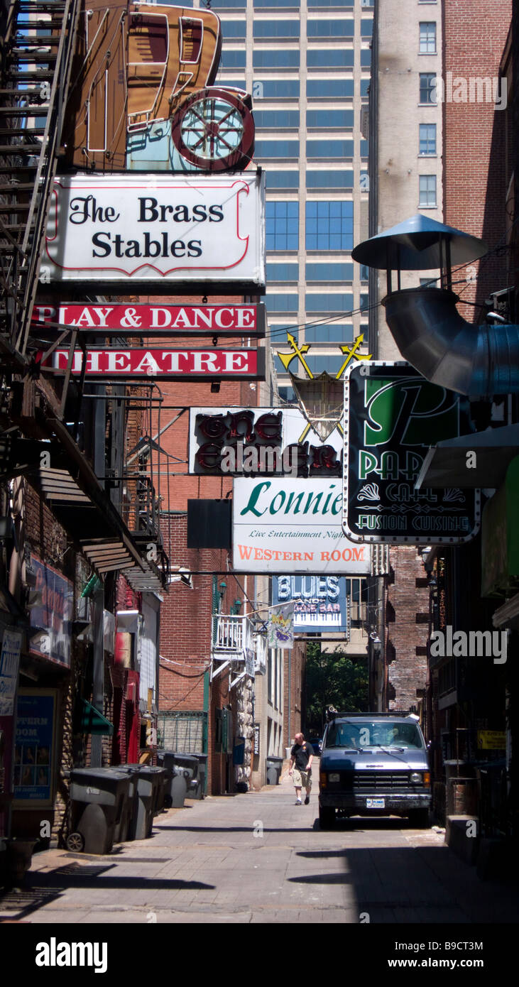 Printers Alley clubs bars and lounge signs Nashville Tennessee USA Stock Photo