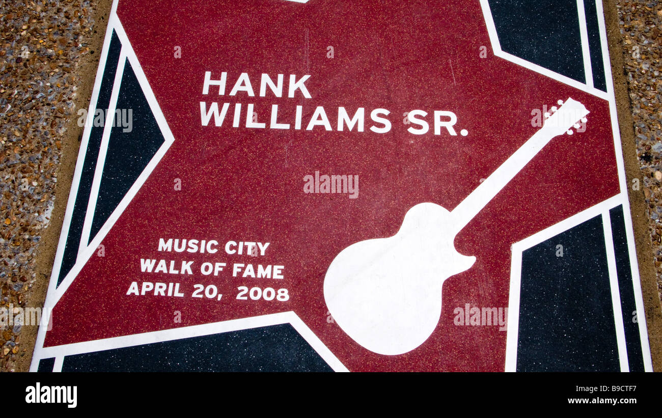 Music City Walk of Fame Hank Williams Sr. star flagstone Nashville Tennessee USA Stock Photo