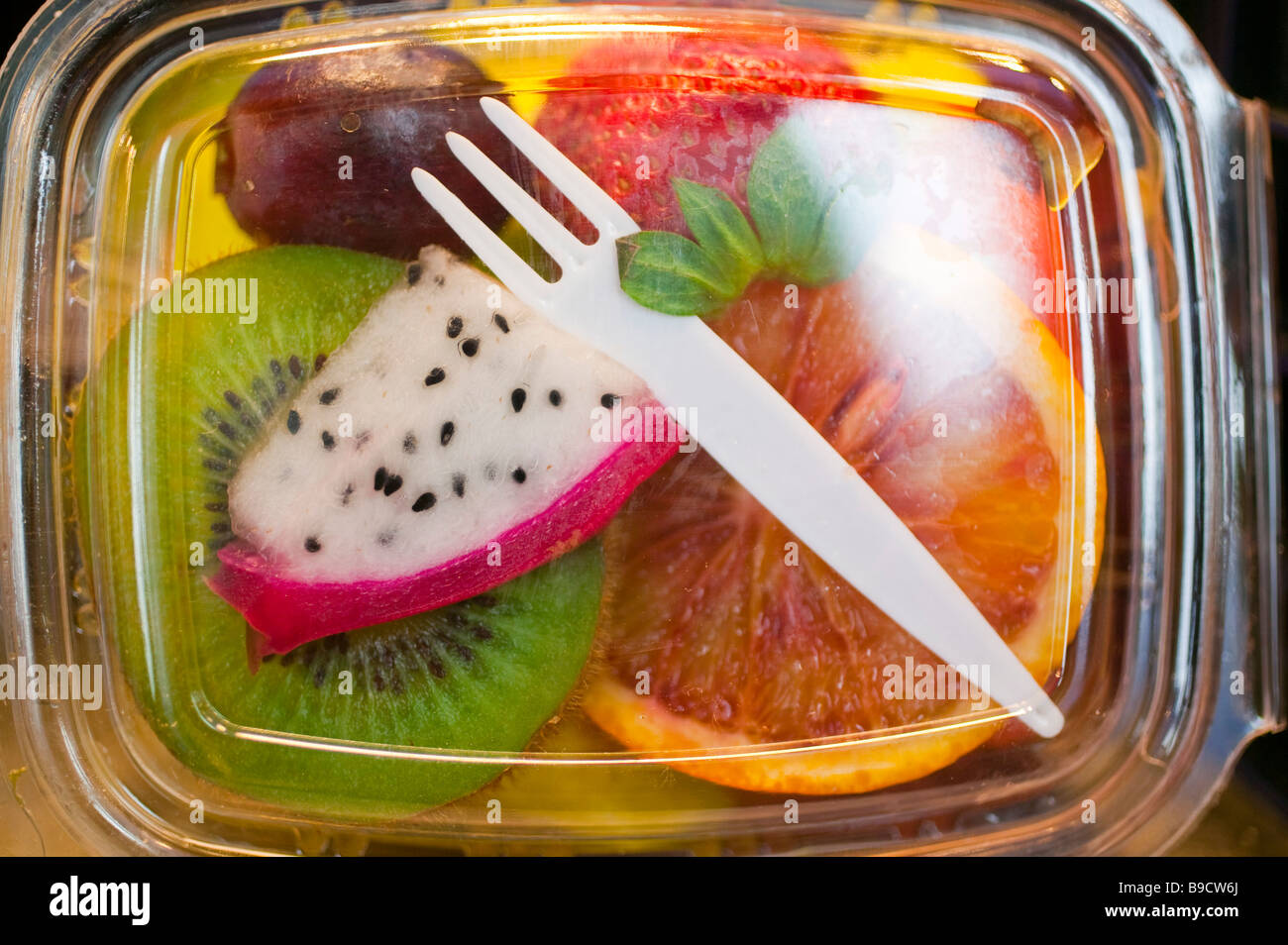 Fresh fruit in plastic box Stock Photo
