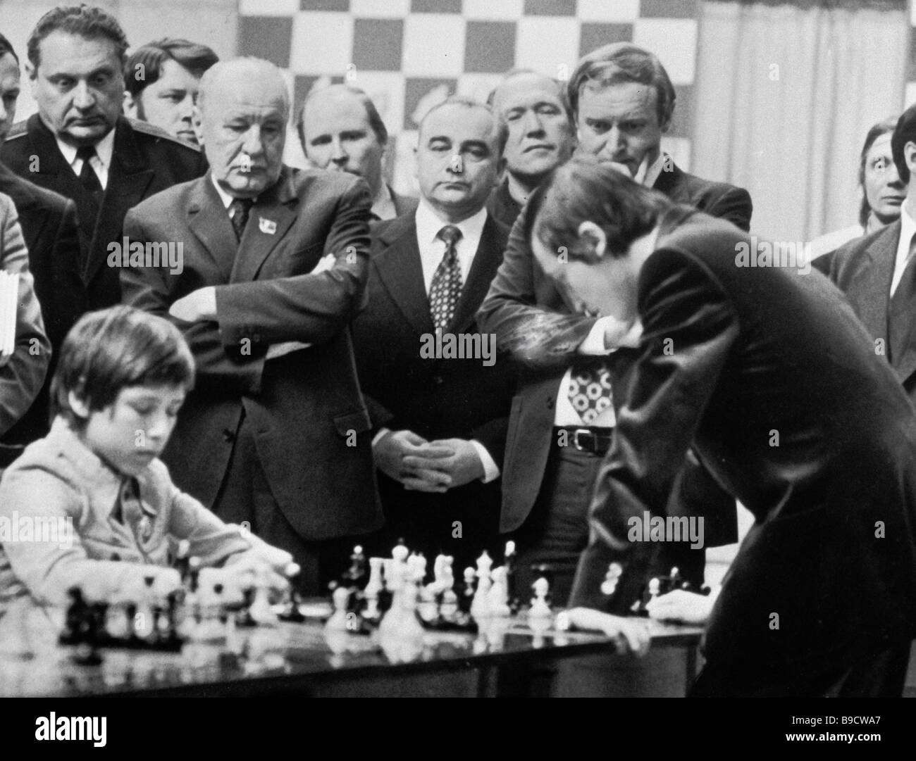 World chess champion Anatoly Karpov training in a gym Stock Photo