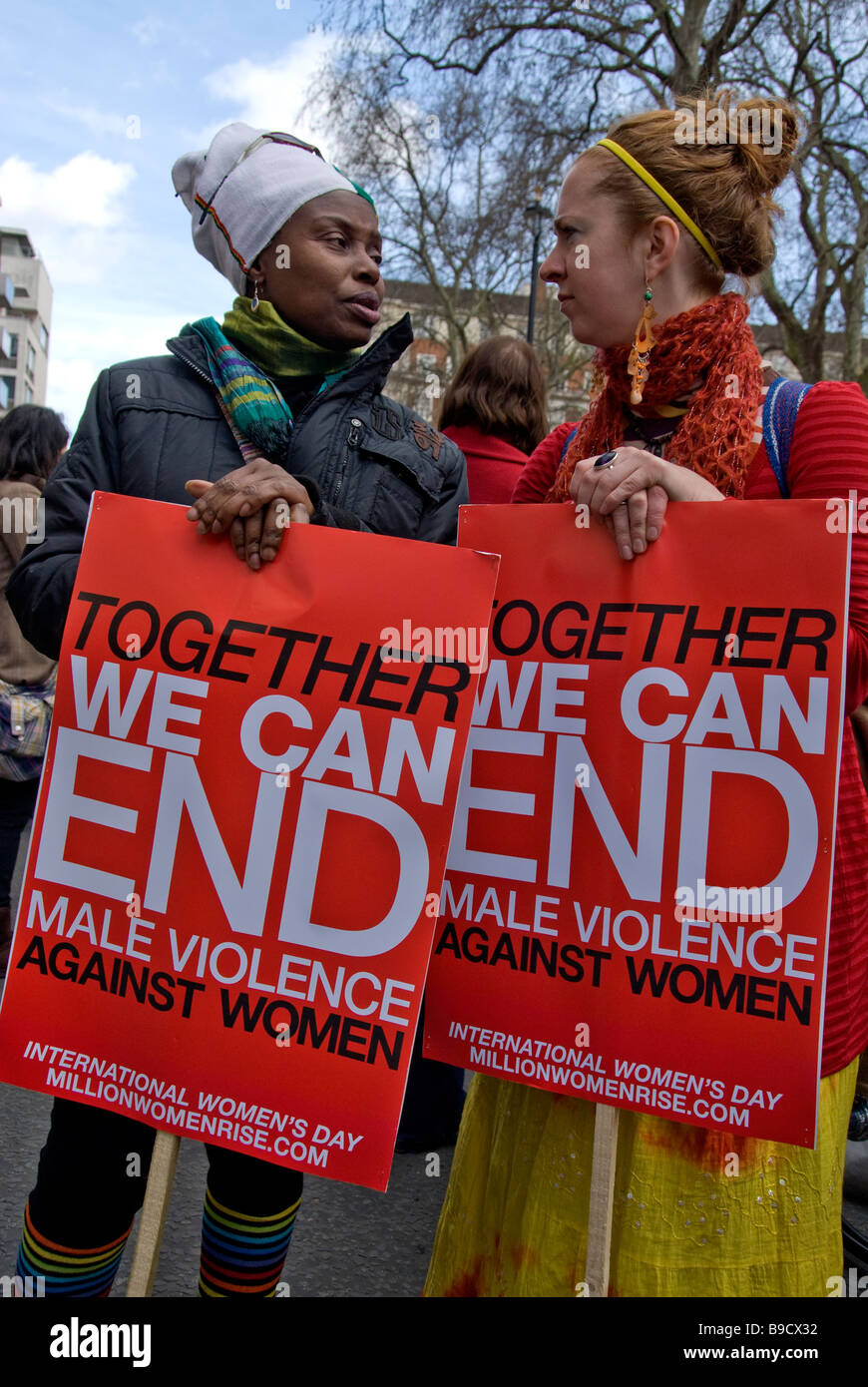 Women's protest through central London against domestic violence Stock ...