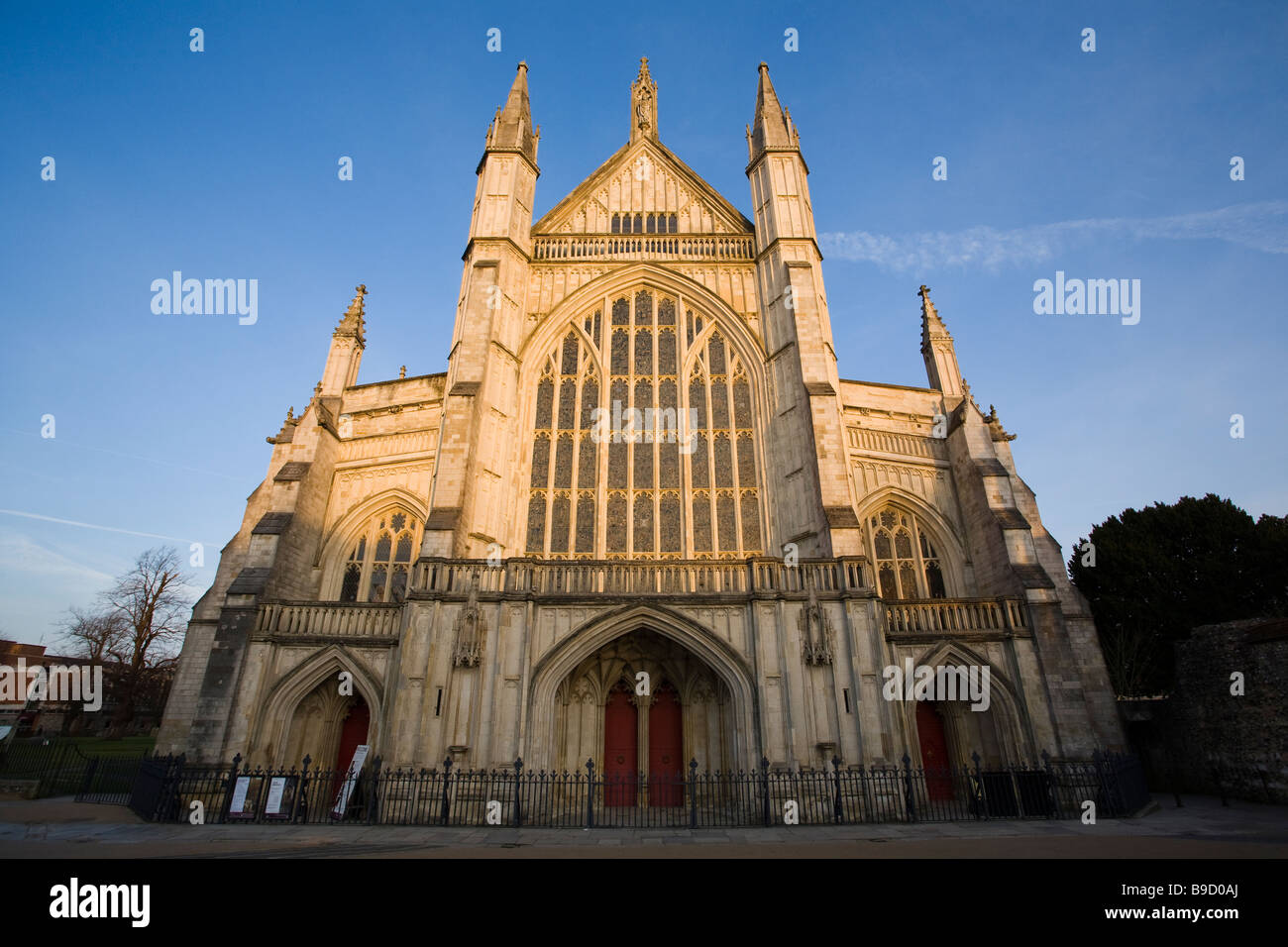The front facade of Winchester Cathedral. Stock Photo