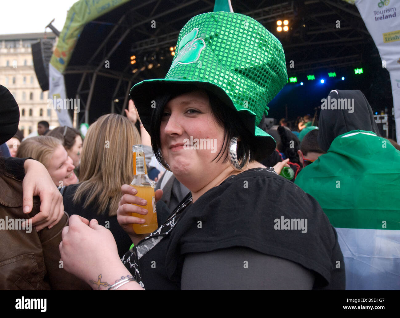St Patrick’s day celebrations in Trafalgar Square Stock Photo