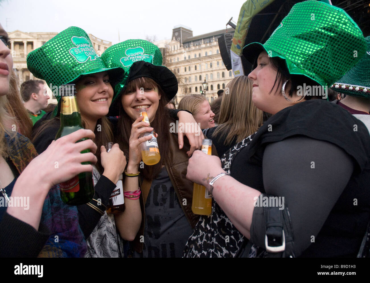 St Patrick’s day celebrations in Trafalgar Square Stock Photo