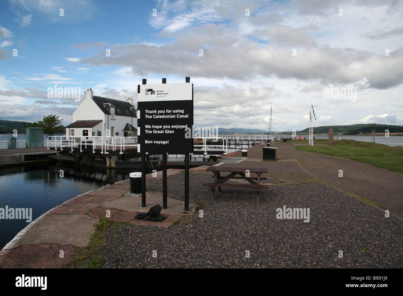 The entrance lock for the Caledonian Canal from the Moray Firth at Clachnaharry Inverness Scotland Stock Photo