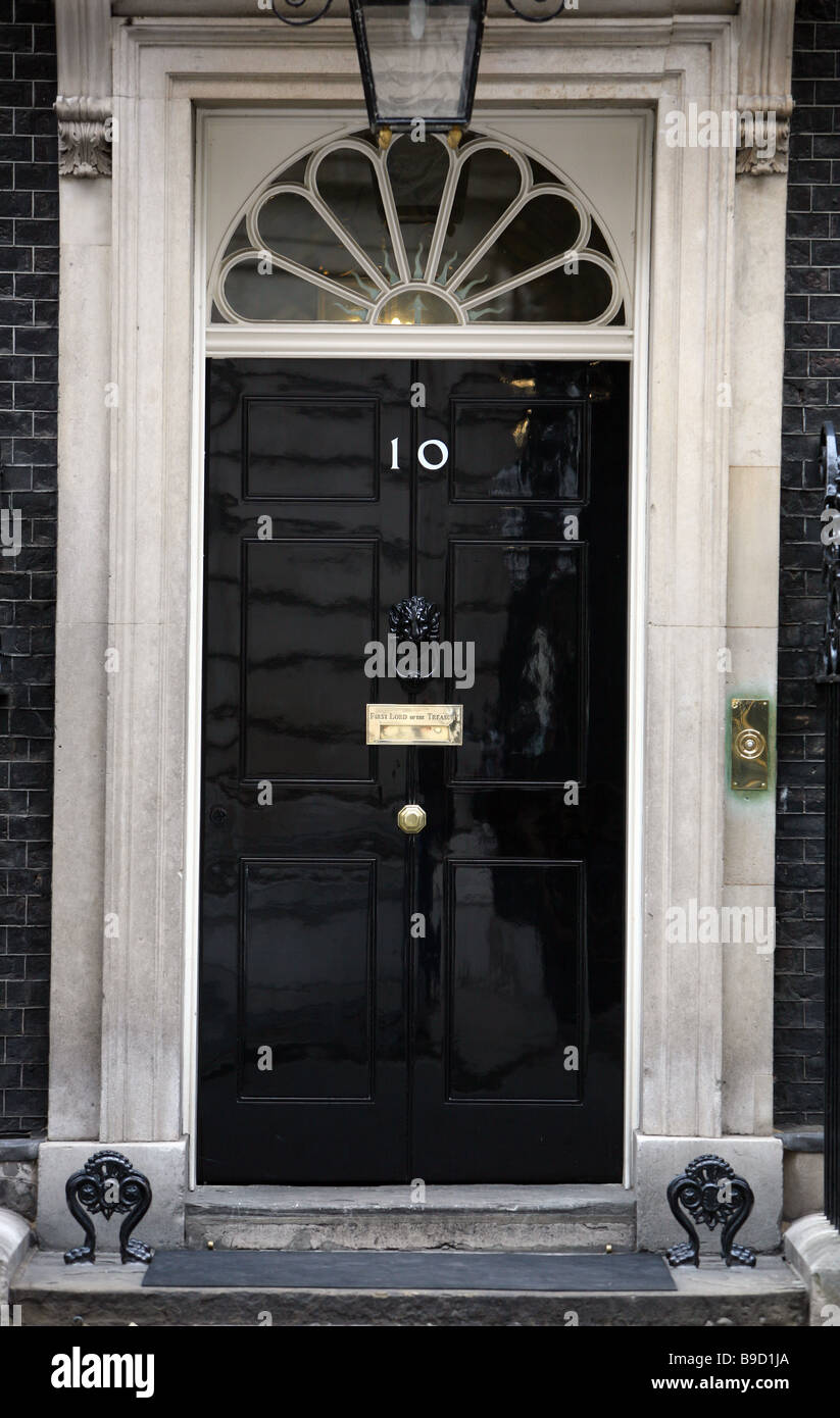 The front door of number 10 Downing Street London Stock Photo
