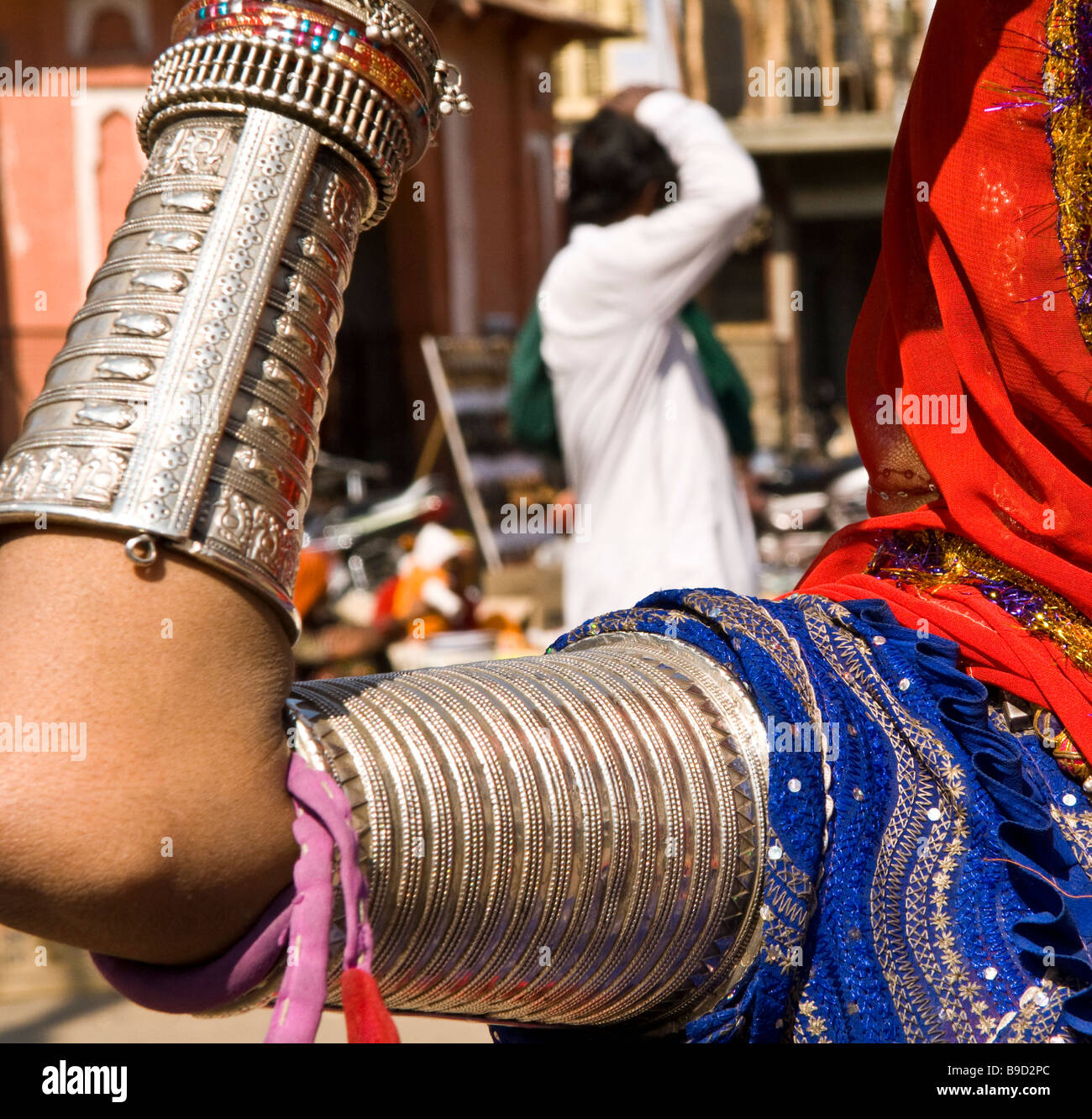 Beautiful silver jewellery on a tribal woman's hand in Rajasthan, India