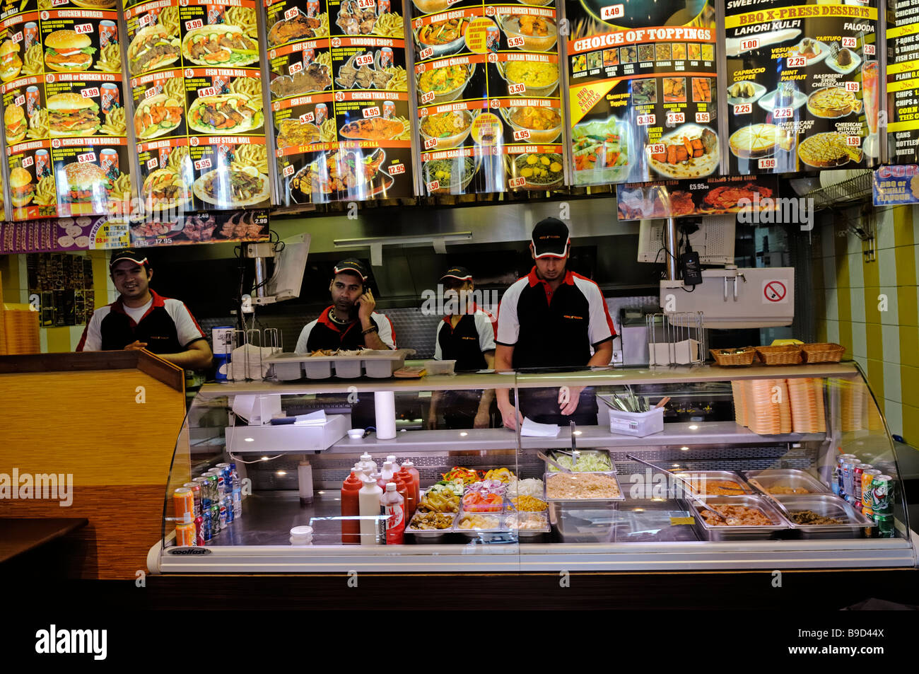 Inside fast food restaurant London Stock Photo
