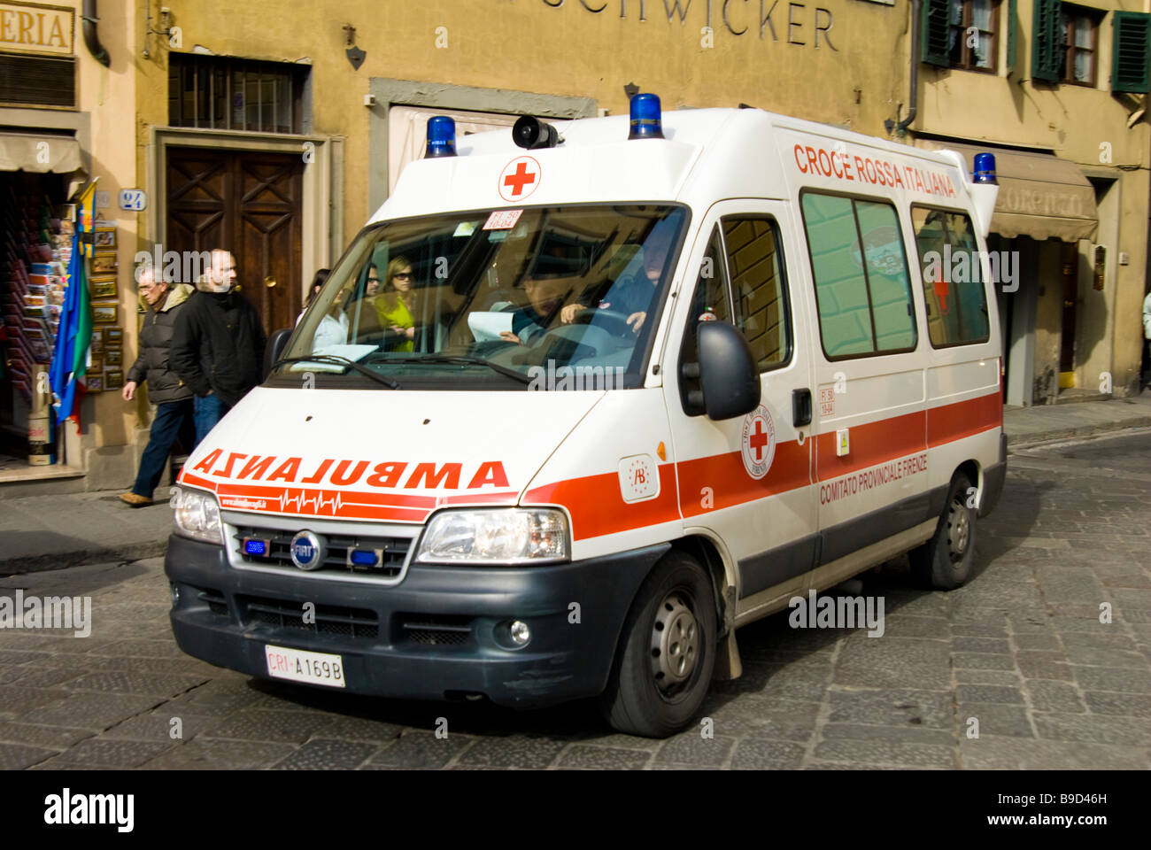 Ambulance in Florence Italy Stock Photo