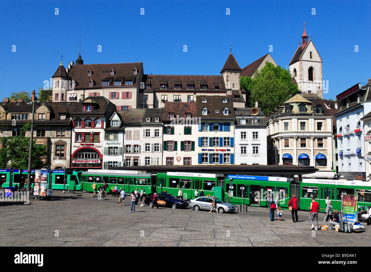 Tram Stop At Barfüsserplatz Barefoot Square Basel Canton Basel Stadt ...