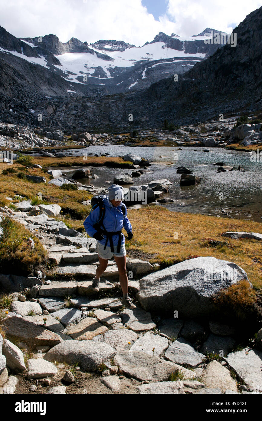Day 6 of running the John Muir Trail (JMT) unassisted. Stock Photo