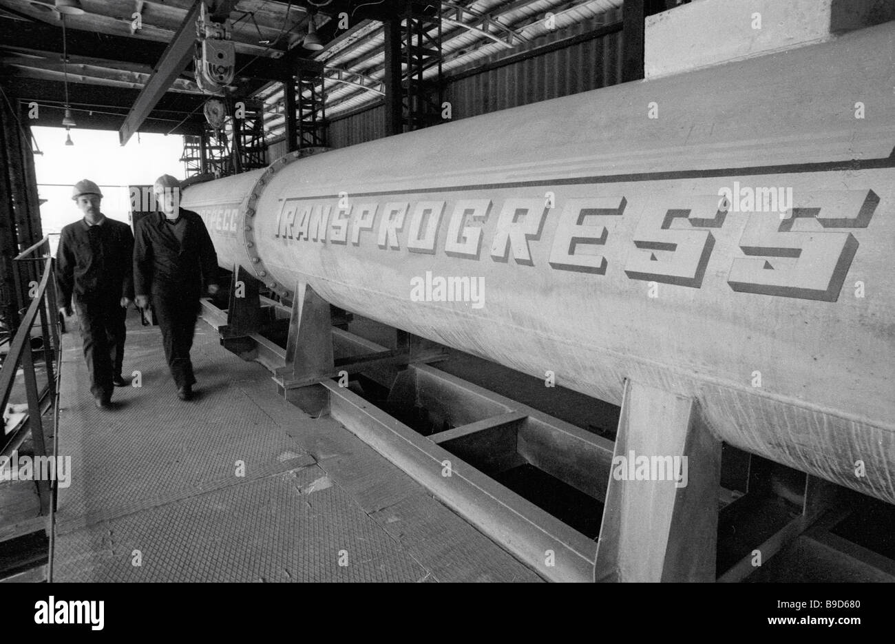 A pneumatic tube system for transporting container units Stock Photo