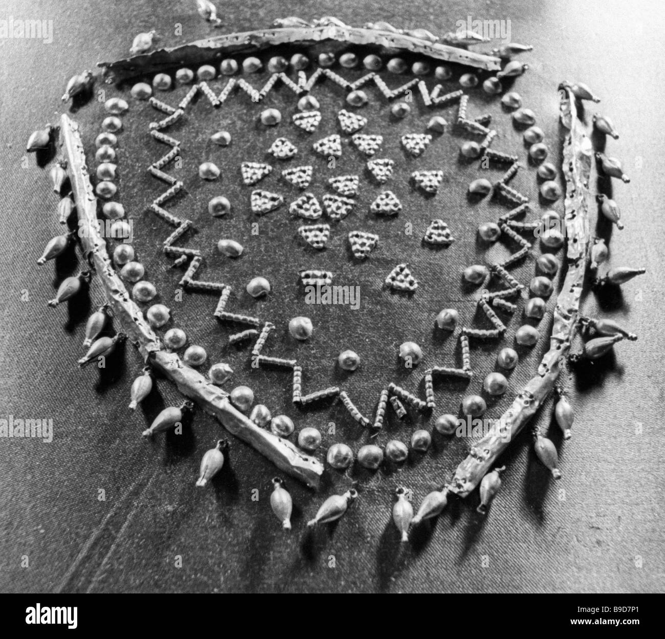Gold ornaments of a Scythian female s headgear discovered outside the