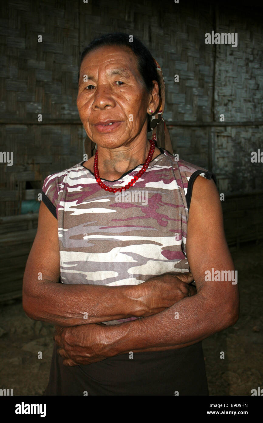Portrait of Ao Naga Tribe Woman with Arms Crossed Stock Photo
