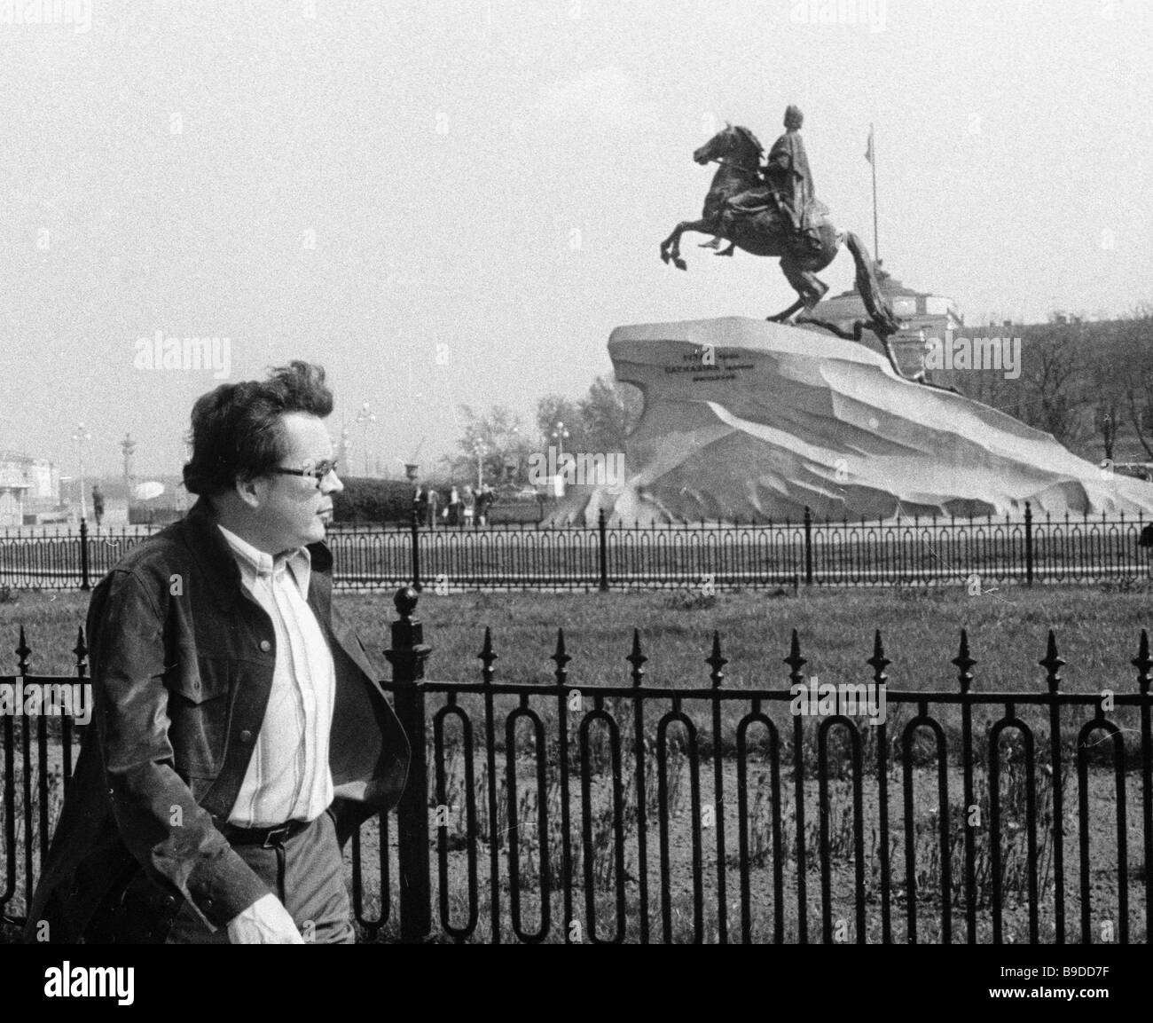 Composer Andrei Petrov at the Peter the Great monument Bronze Horseman