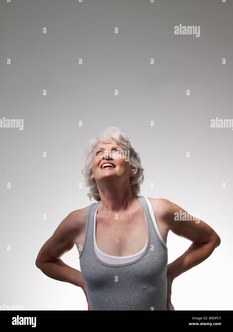 mature woman with yoga ball Stock Photo