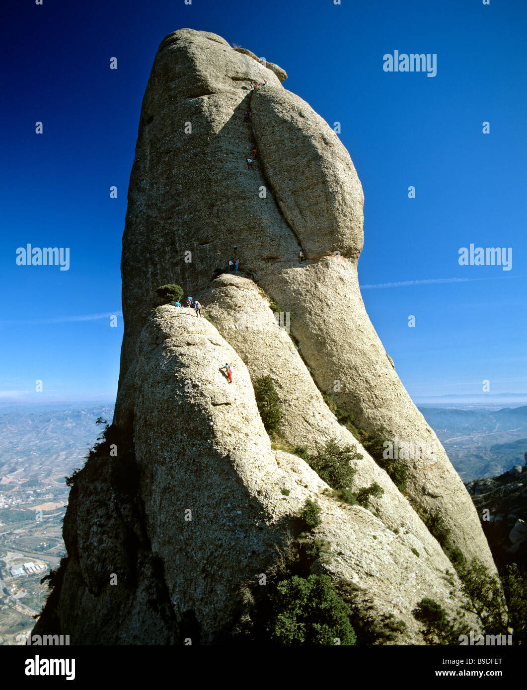 Mt. Cavall Bernat, mountain climber, Montserrat, Barcelona, Catalonia, Spain Stock Photo