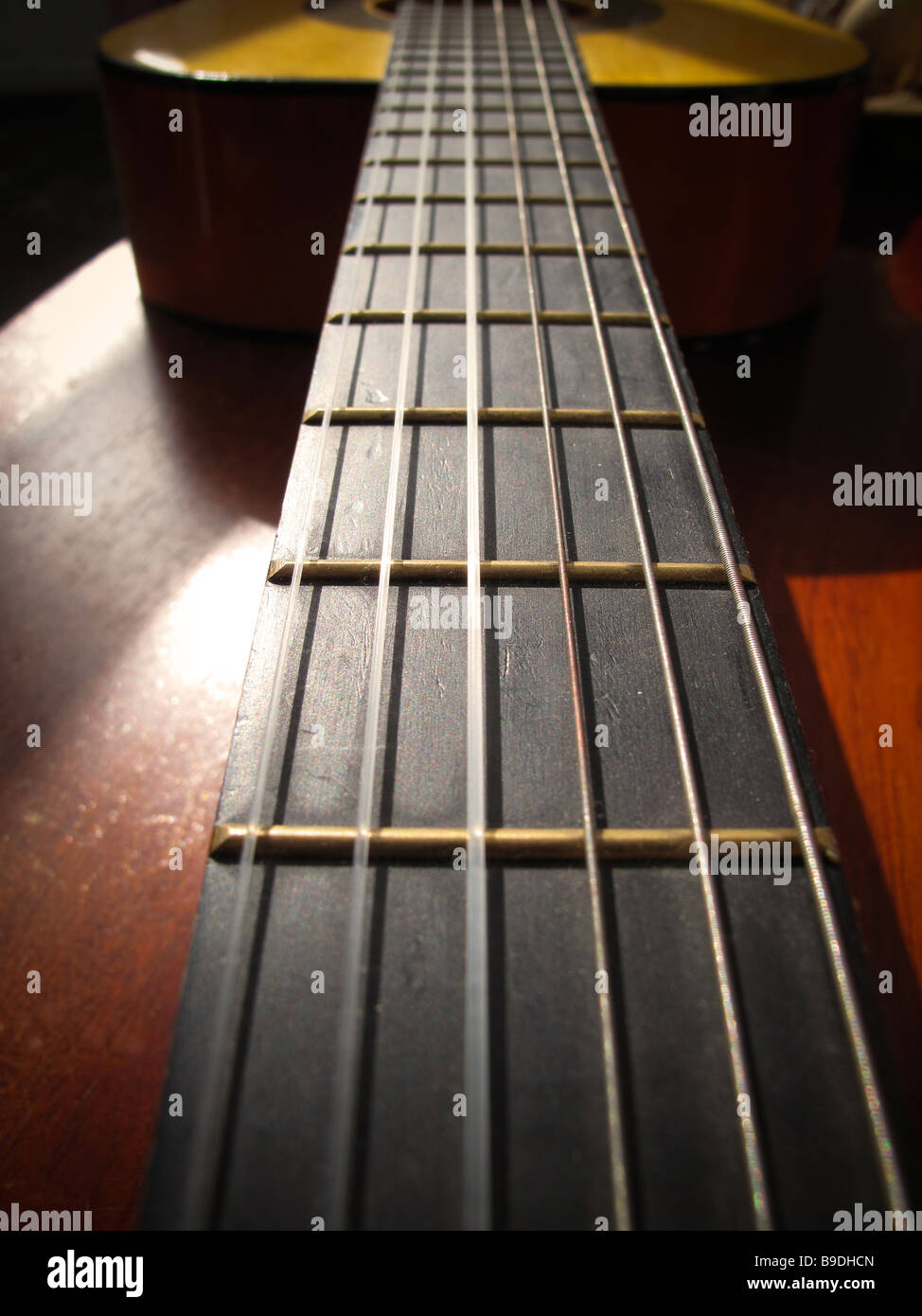 Acoustic guitar frets Stock Photo Alamy