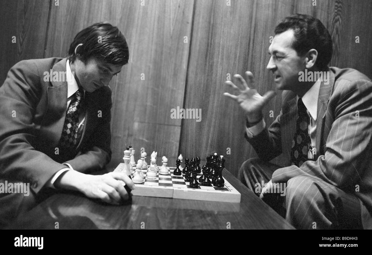 World chess champion Anatoly Karpov training in a gym Stock Photo