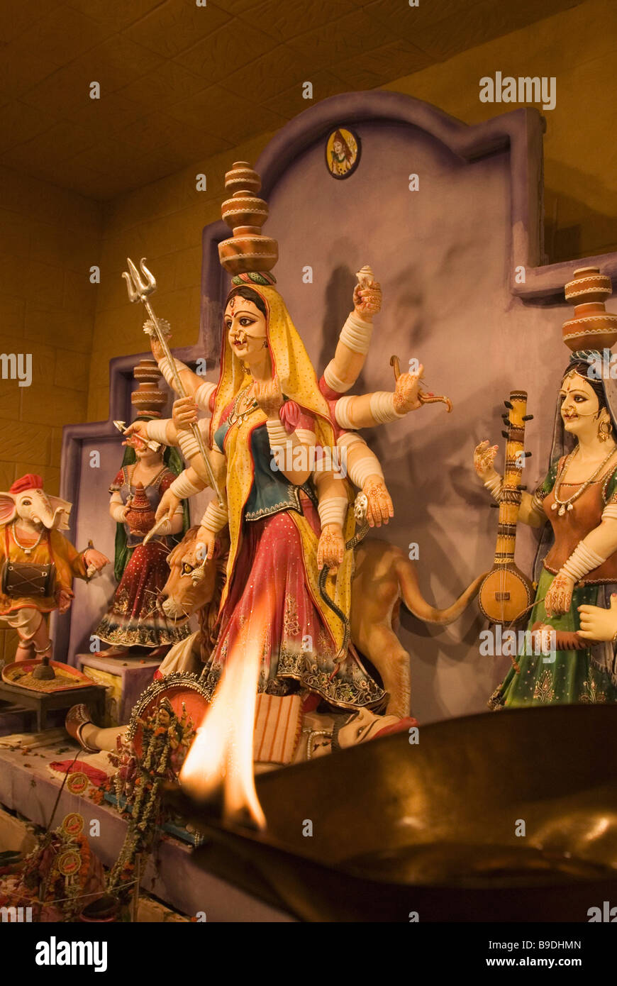 Statue of goddess Durga in a temple, Kolkata, West Bengal, India Stock