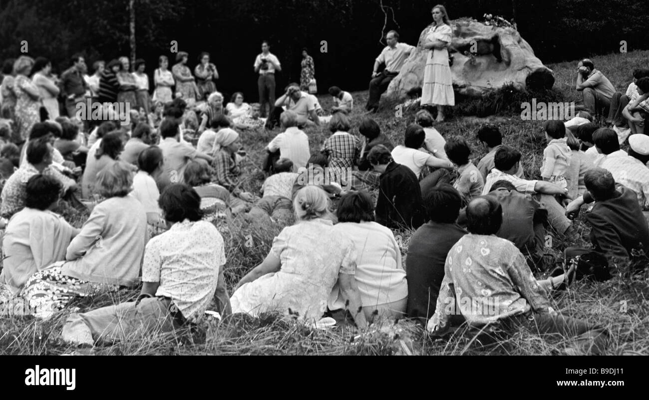 Poetry buffs gather on Blok Lawn Stock Photo