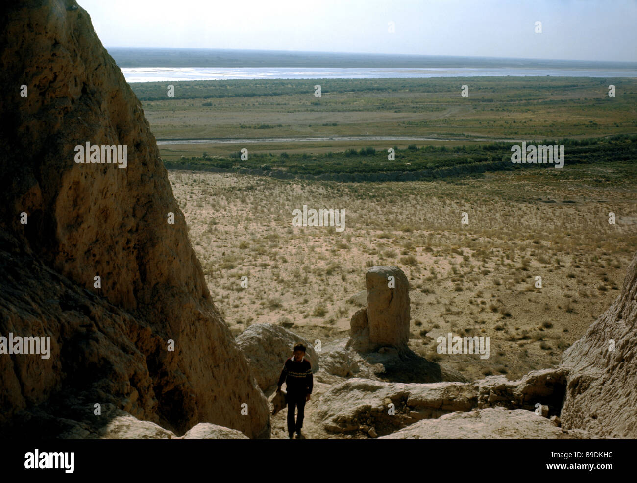 A panorama of the Kyzylkum Desert in Karakalpakia Uzbekistan Stock