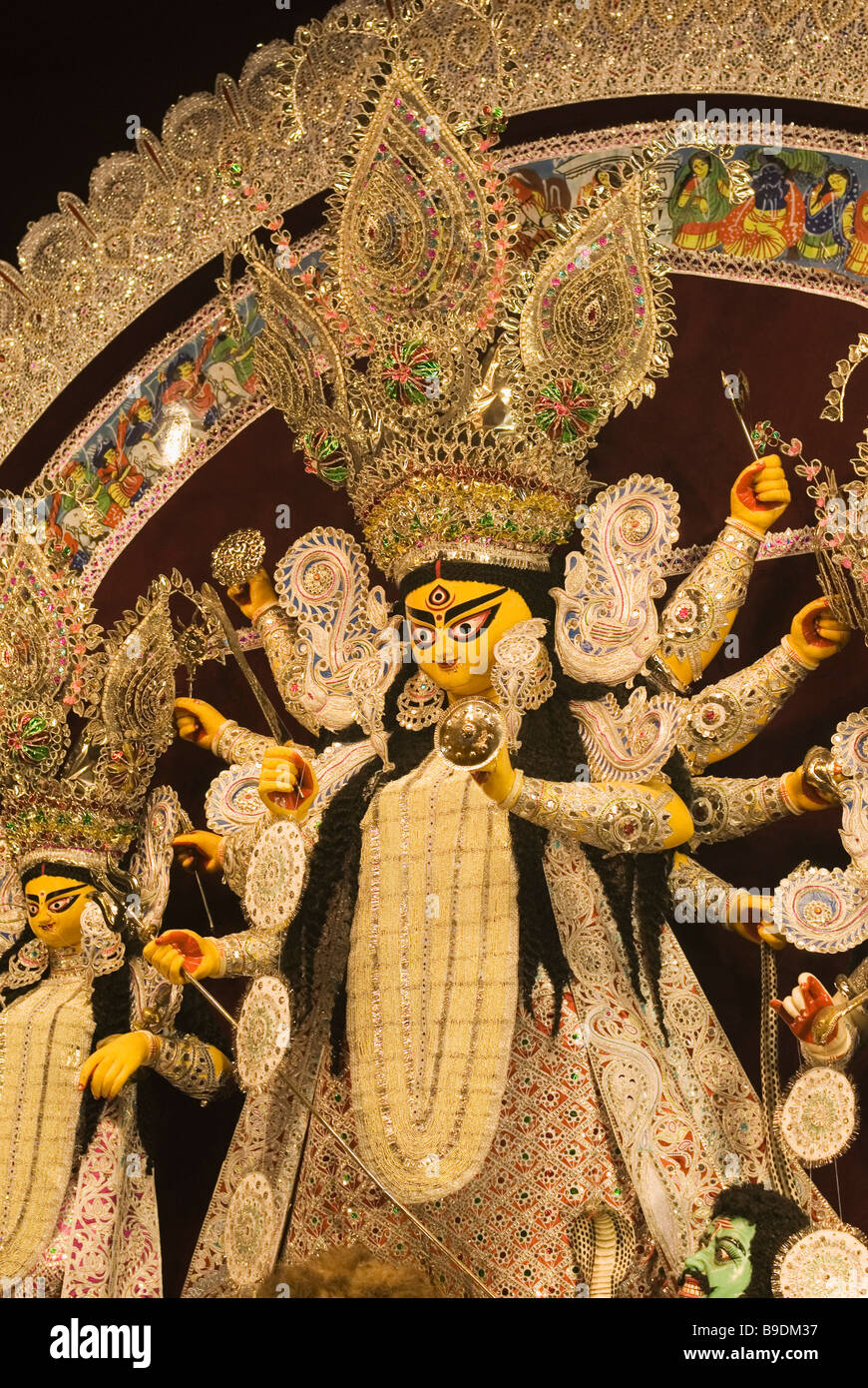 Statue of goddess Durga in a Durga puja pandal, Kolkata, West Bengal