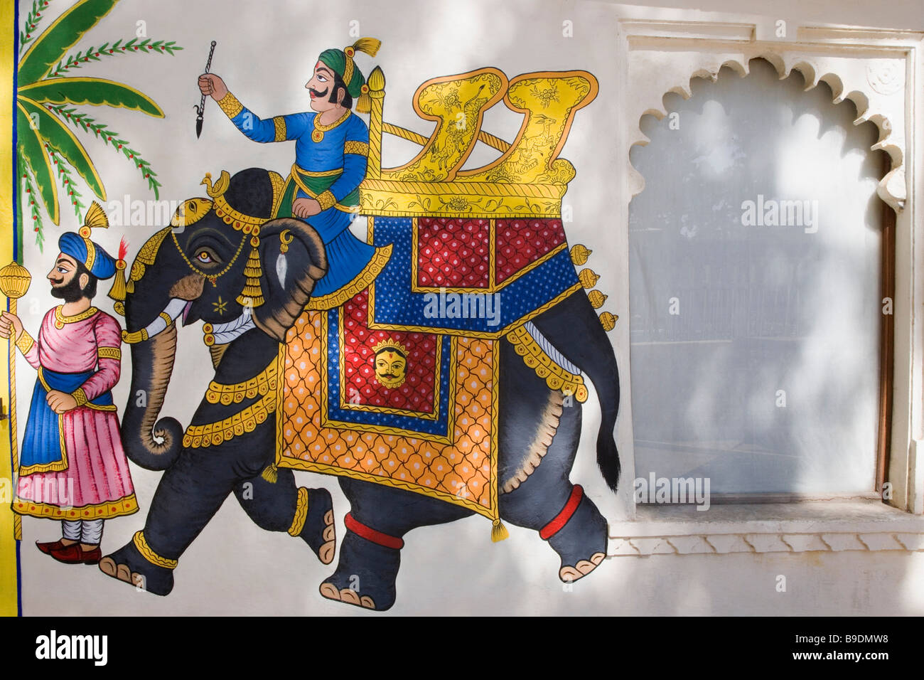 Paintings on the wall of a palace, City Palace, Udaipur, Rajasthan, India Stock Photo Alamy
