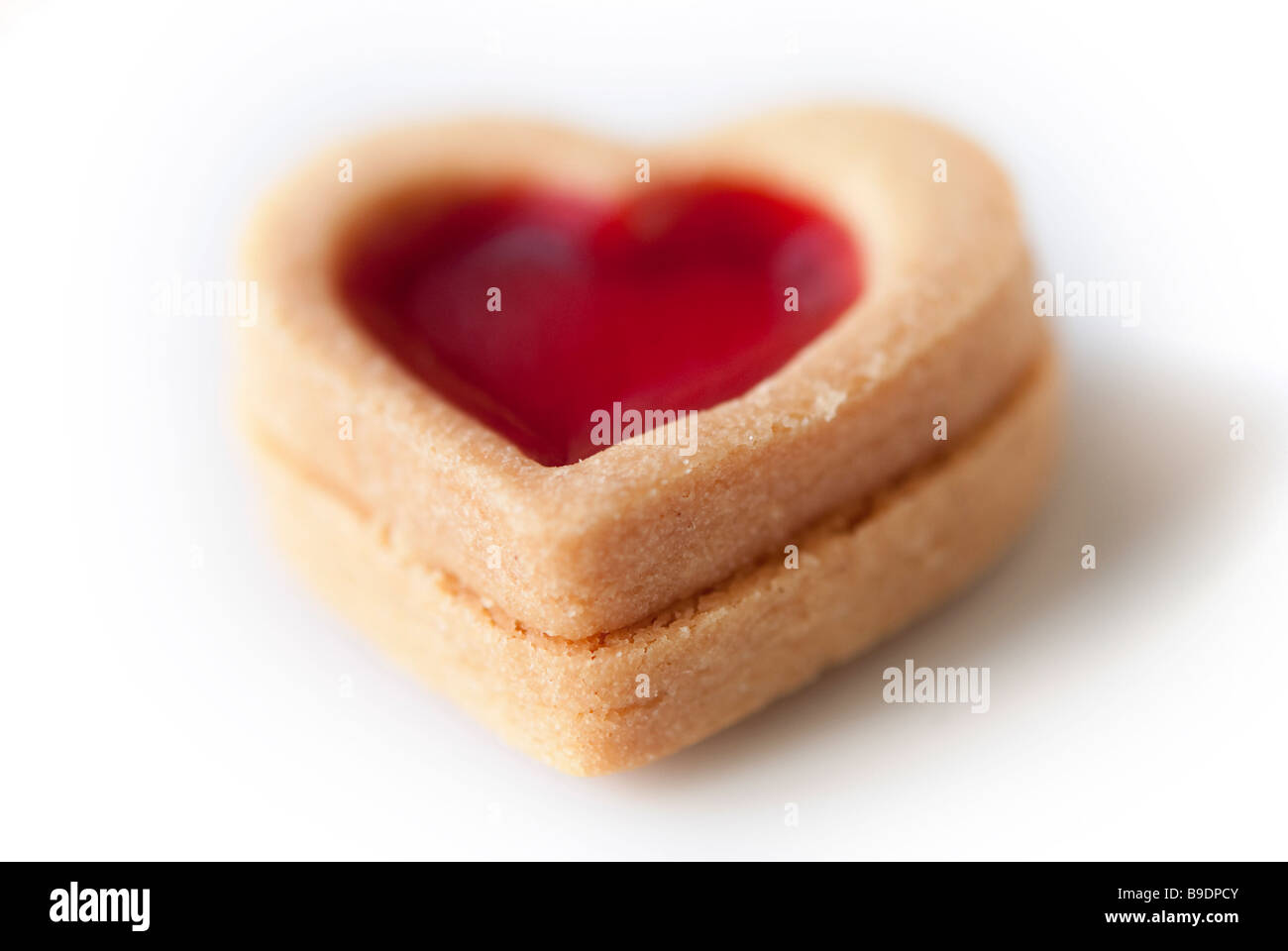 Heart shaped jam tart Stock Photo