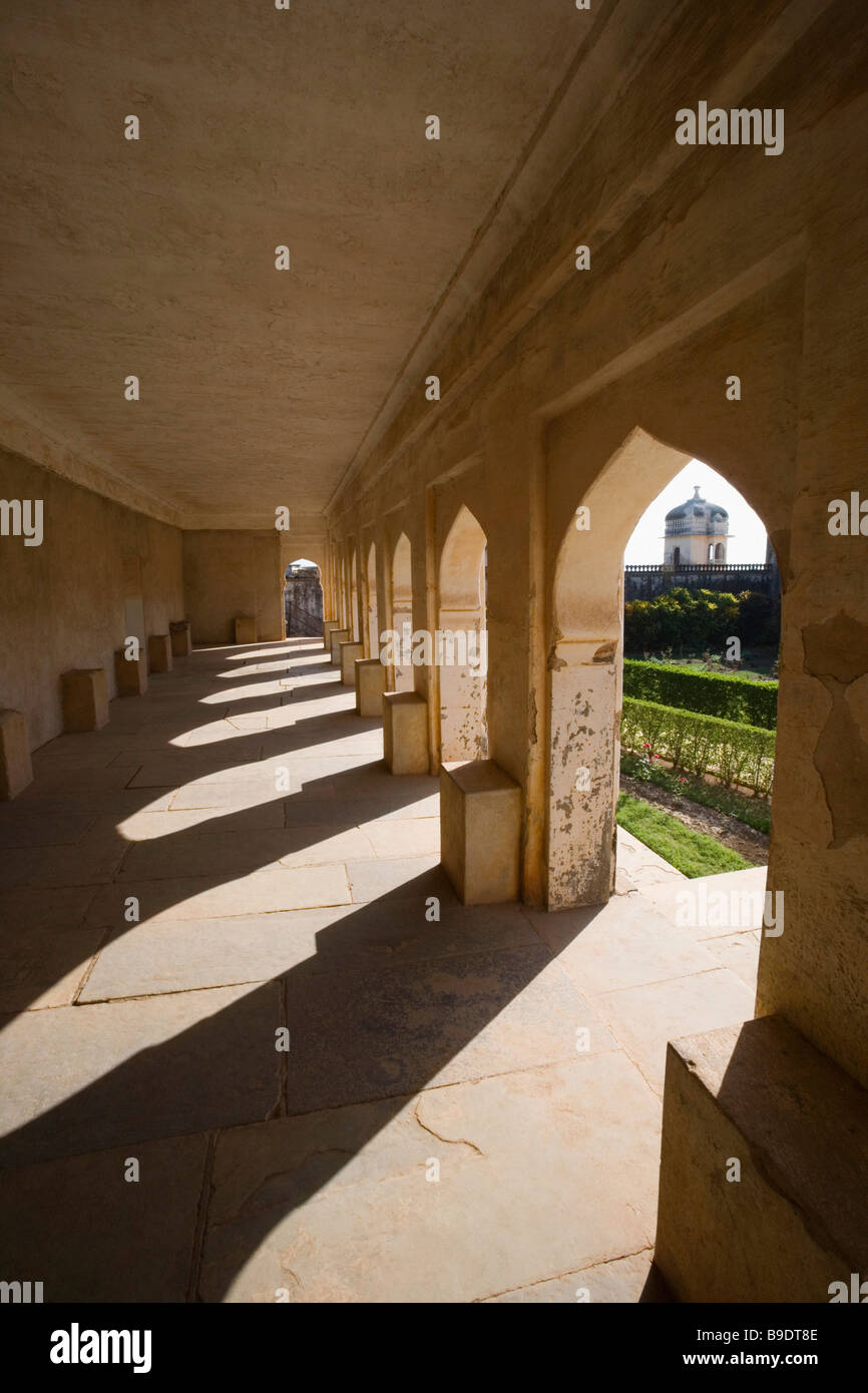 Arcade in a fort, Chittorgarh, Rajasthan, India Stock Photo