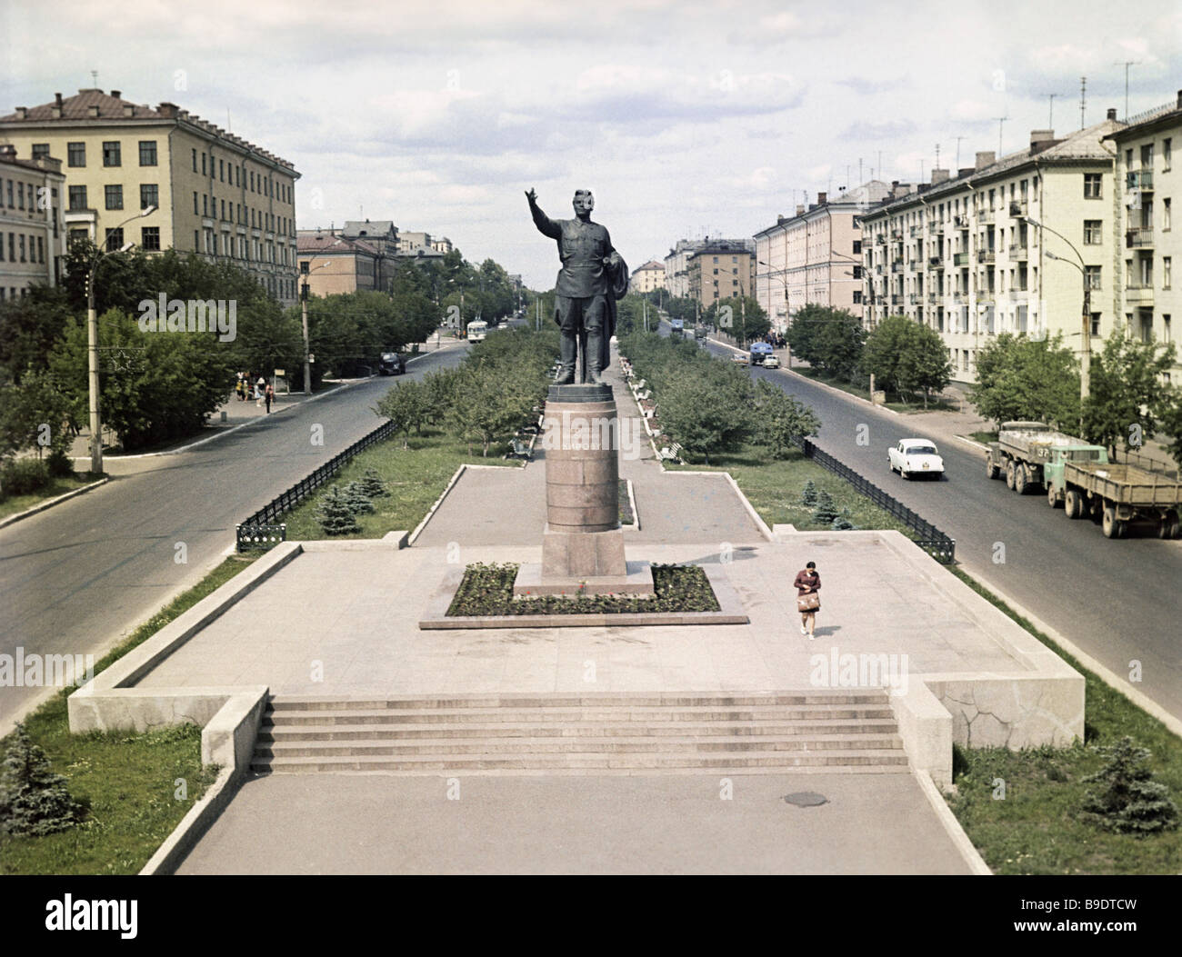 A monument to Sergei Kirov in Oktyabrsky prospect in Kirov Stock Photo
