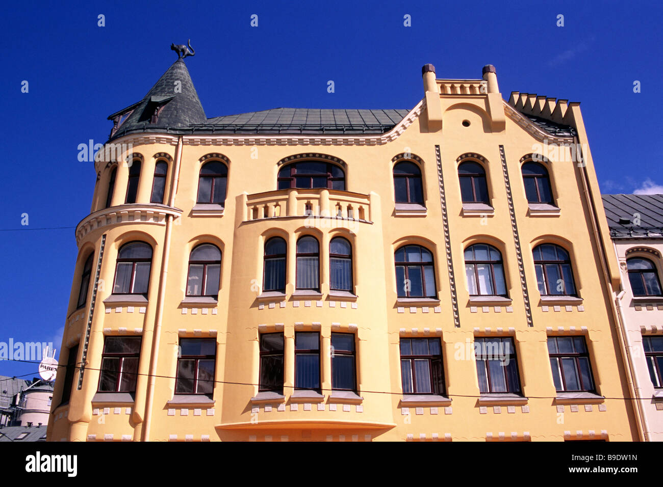 latvia, riga, livu laukums square, cat house Stock Photo Alamy