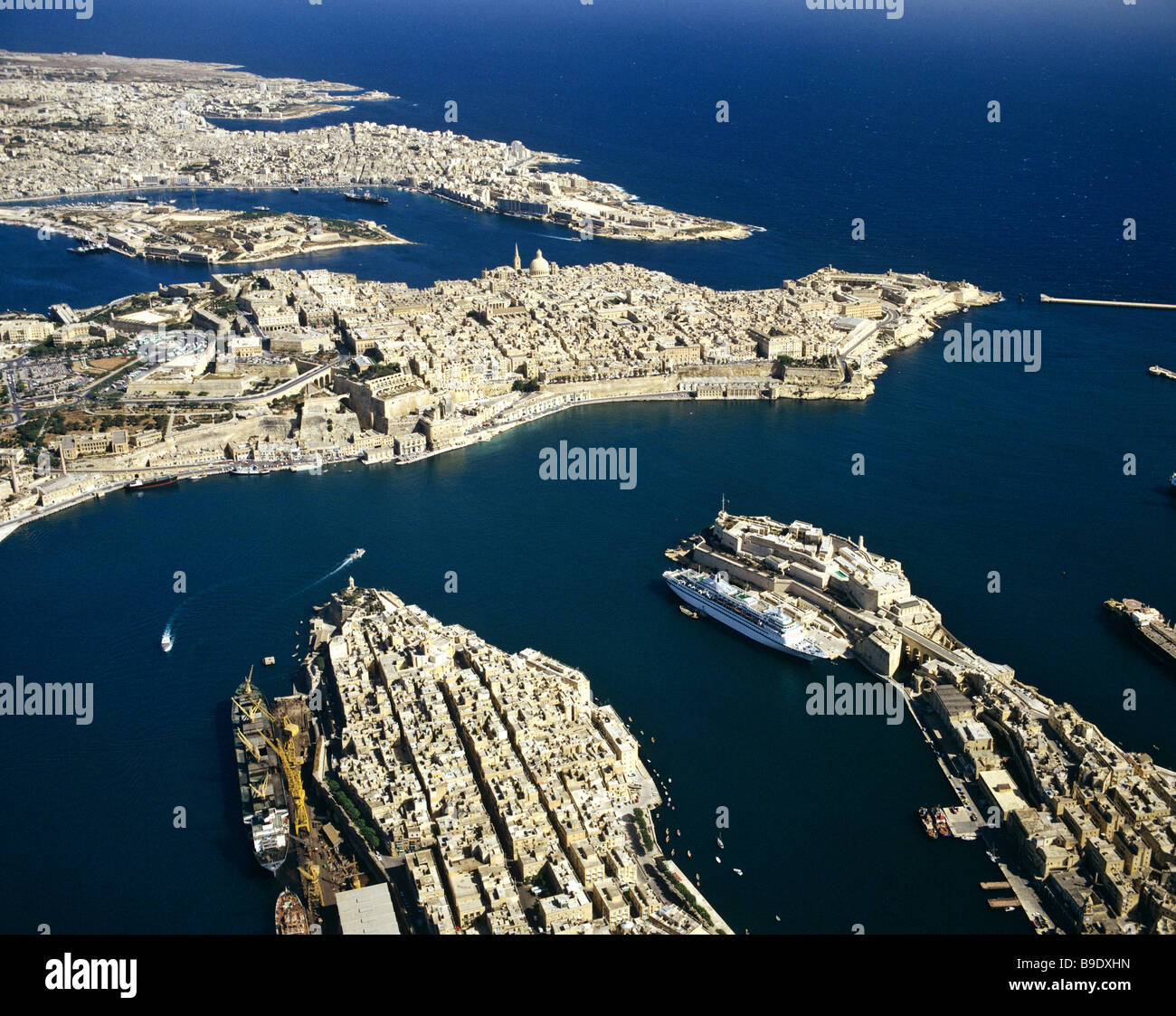 Valletta, aerial view, historic centre, Mediterranean, Malta Stock ...