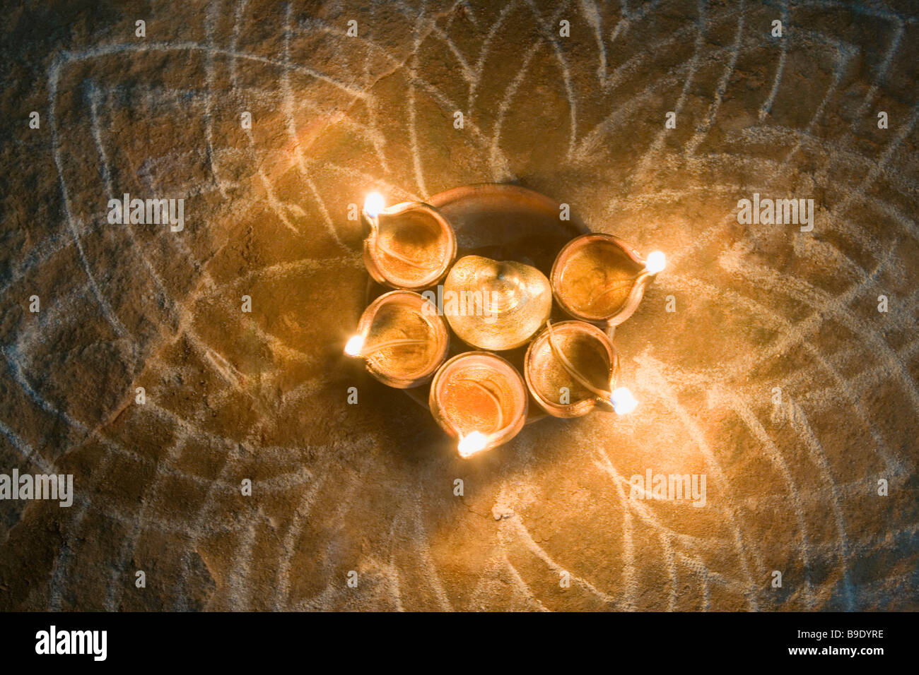 Oil lamps burning in a temple, Hampi, Karnataka, India Stock Photo Alamy
