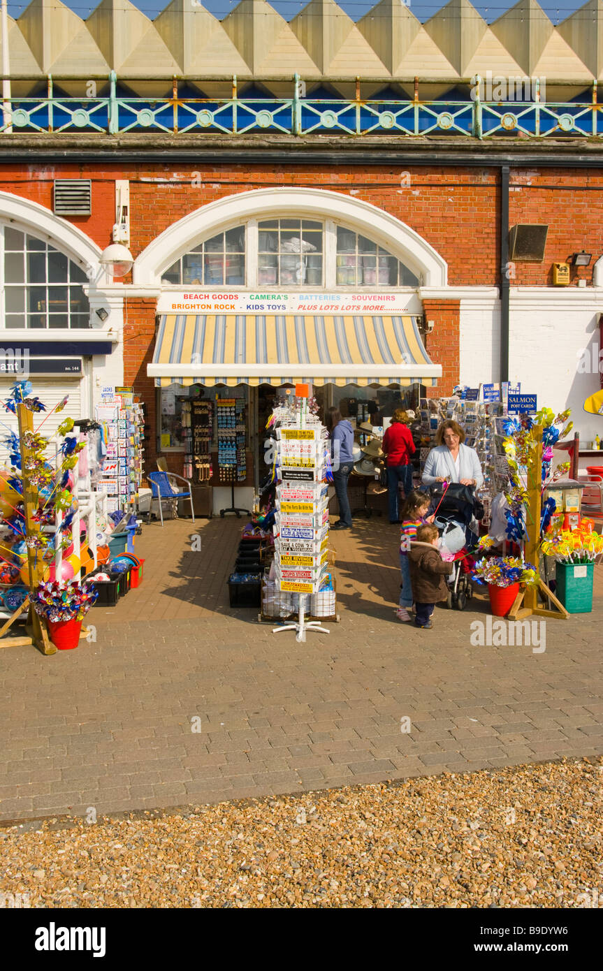 Seafront seaside Souvenir Shop Shopfront With Customers Brighton East