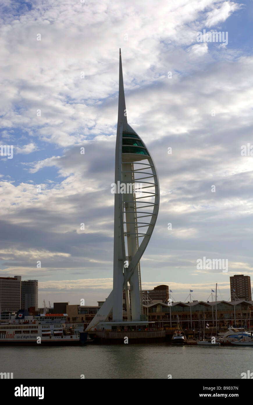 View of the Spinnaker Tower and  Gunwharf Quays  in Portsmouth, Hampshire, England, UK Stock Photo