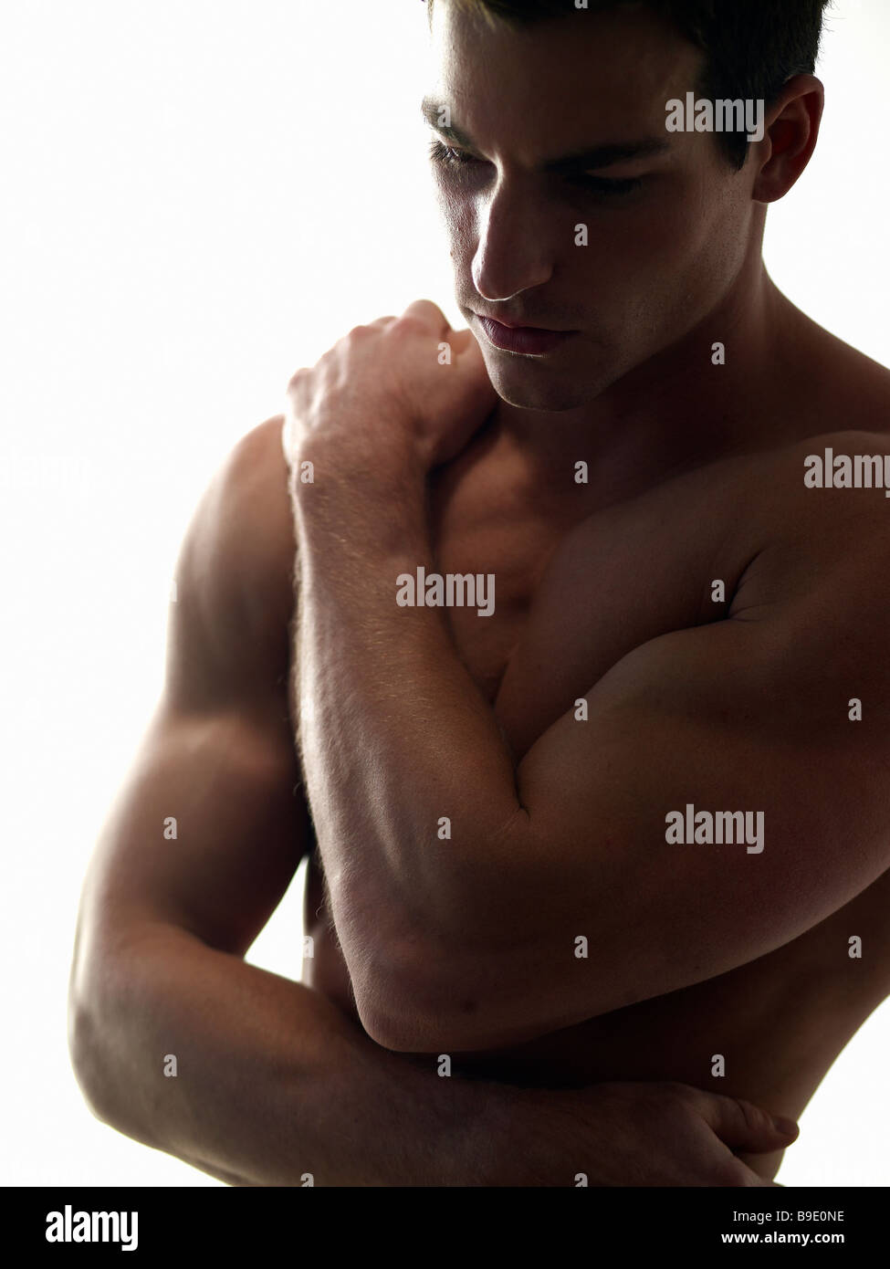 fit man topless Stock Photo