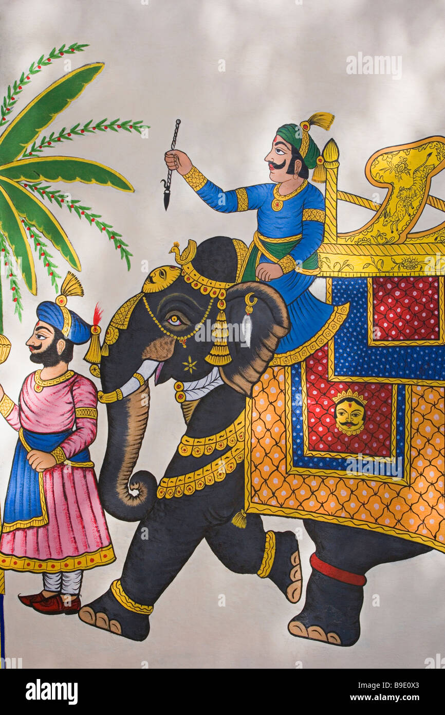 Paintings on the wall of a palace, City Palace, Udaipur, Rajasthan, India Stock Photo Alamy
