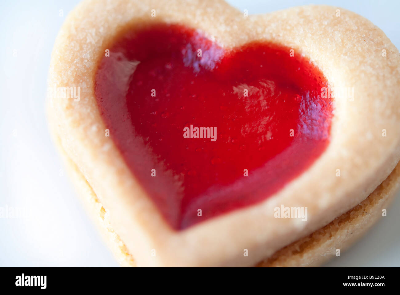 Heart shaped jam tart Stock Photo