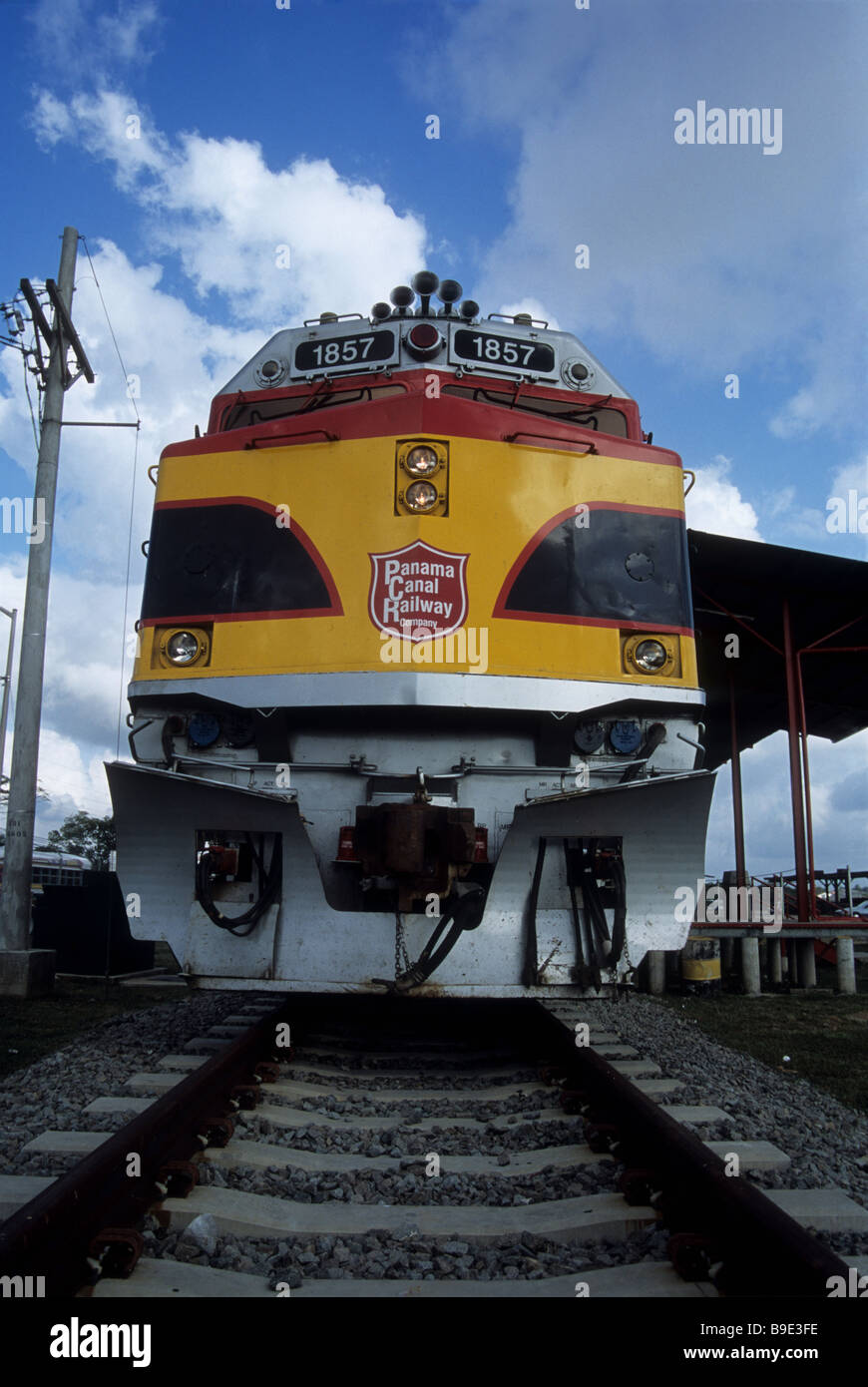 Diesel engine owned by Panama Canal Railway Company at Colon, Panama Stock Photo
