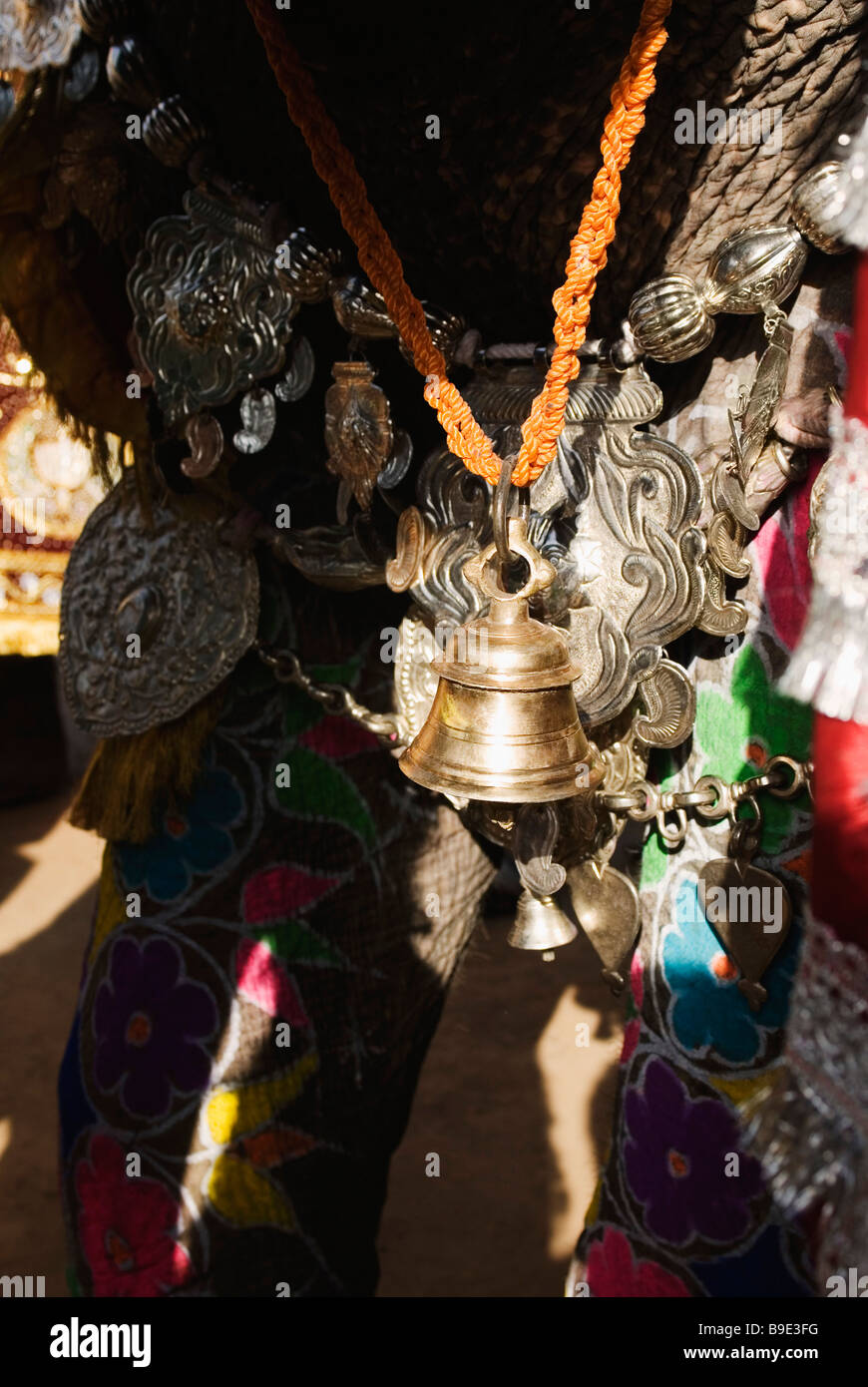 Bell hanging on an elephant's neck, Elephant Festival, Jaipur, Rajasthan, India Stock Photo