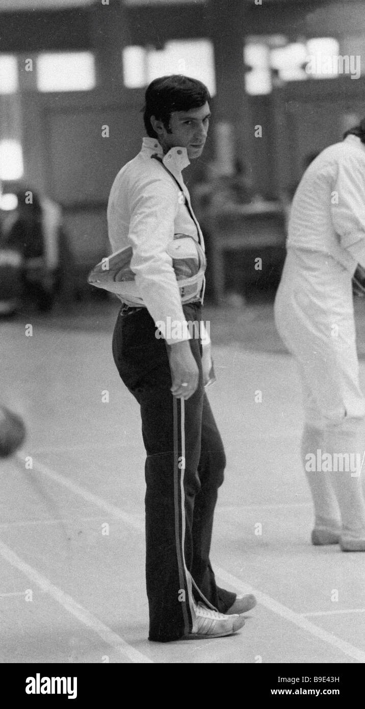 Two time Olympic saber fencing champion Viktor Krovopuskov Stock Photo