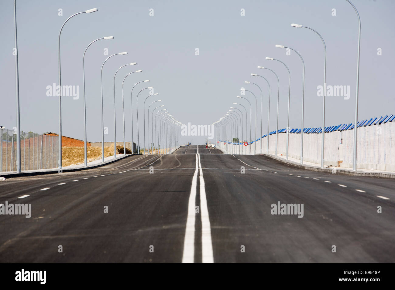 Empty road Seseña Madrid Spain Stock Photo