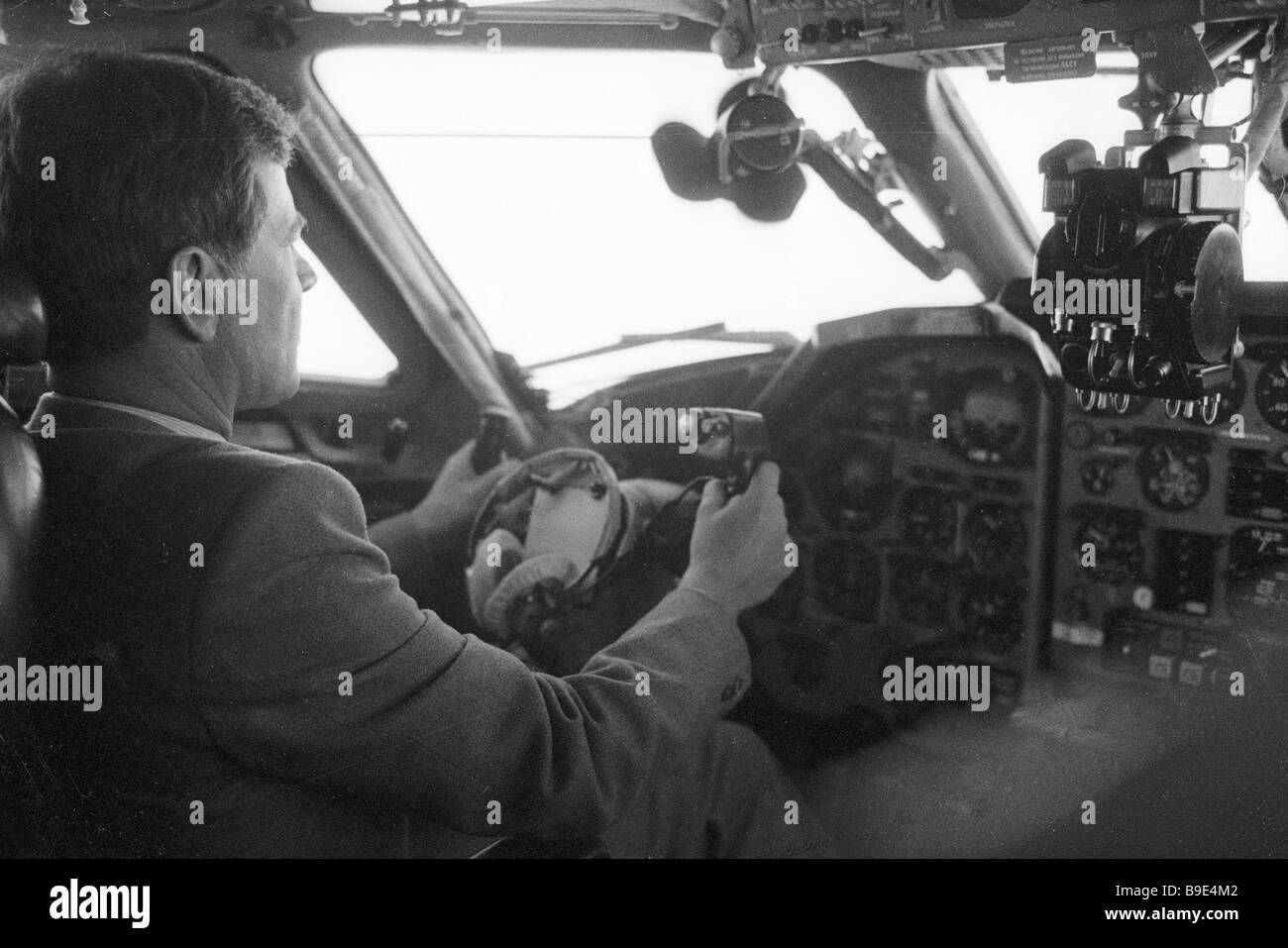 French astronaut Jean Loup Chretien at the wheel of Tu 154 aircraft ...