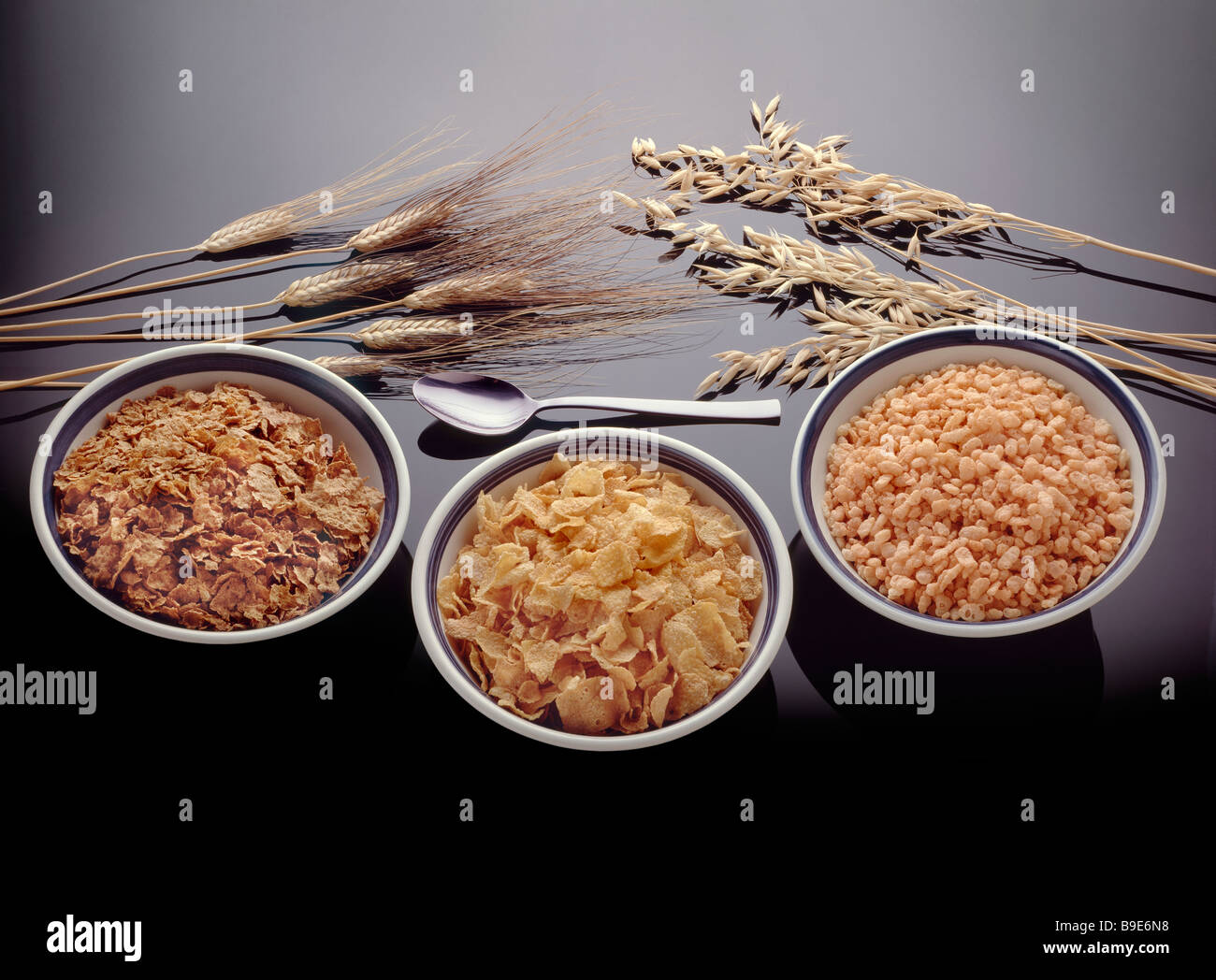 Bowls of Breakfast cereals Stock Photo